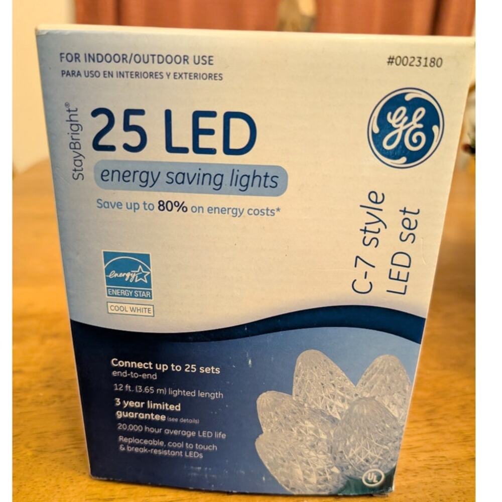 *New* GE C-7 25 LED Light String Set Christmas Outdoor Decor  Energy Savings